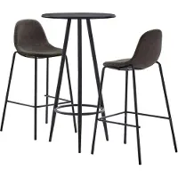 vidaXL Ensemble de bar 3 pcs Tissu Gris foncé3051125