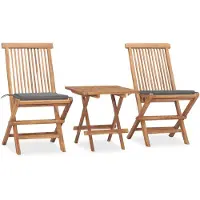 vidaXL Ensemble à manger d'extérieur pliable avec coussin 3 pcs Teck