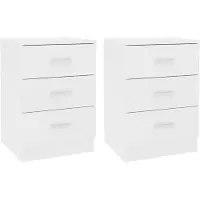 vidaXL Tables de chevet 2 pcs Blanc 38x35x56 cm Bois d'ingénierie