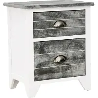 vidaXL Table de chevet Gris et blanc 38x28x45 cm Bois de Paulownia