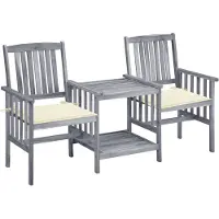 vidaXL Chaises de jardin avec table de thé et coussins en bois massif d'acacia