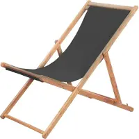 vidaXL Chaise de plage pliante Tissu et bois massif Gris