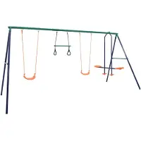 vidaXL Ensemble de balançoire et anneaux de gymnastique 4 places Acier