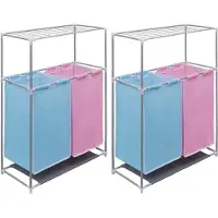 vidaXL Paniers à linge à 2 sections 2 pcs et une étagère pour séchage