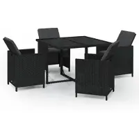 vidaXL 5-tlg. Groupe de jardinage avec baisers Poly Rattan Schwarz