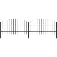 vidaXL Clôture de jardin avec pointes de lance Acier (0,75 - 1) x 3,4 m Noir