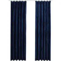 vidaXL Rideaux occultants et crochet 2pcs Velours Bleu foncé 140x245cm