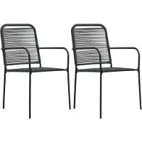 vidaXL Chaises de jardin 2 pcs. Corde de coton et acier Noir
