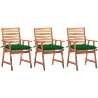 vidaXL Chaises de jardin 3 pièces avec coussins en bois massif d'acacia