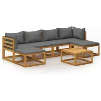 vidaXL Ensemble de salon de jardin 7 pièces avec coussins en bois massif d'acacia