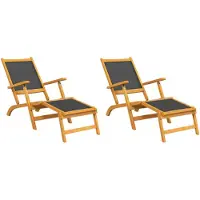 vidaXL Chaises longues de jardin 2 pcs. Bois massif acacia et textilène