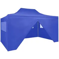vidaXL -Partyzelt mit 4 Seitenwänden faltbar 3x4 m Stahlblau