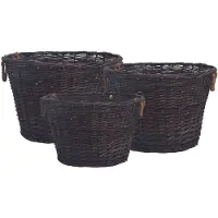 vidaXL Ensemble de 3 paniers à bois de chauffage empilables en osier brun foncé