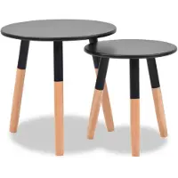 vidaXL Ensemble de tables d'appoint 2 pcs Bois de pin massif Noir