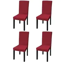 vidaXL Housse de chaise droite extensible 4 pcs Bordeaux