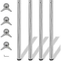 vidaXL 4x pieds de table réglables en hauteur Pieds de table chromés 870 mm