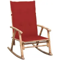 vidaXL Chaise à bascule avec coussin en bambou