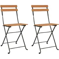 vidaXL Chaises de bistrot pliantes 2 pcs. Bois massif teck et acier