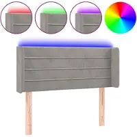 vidaXL Tête de lit LED gris clair 83x16x78/88 cm velours