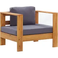 vidaXL Chaise de jardin avec coussins gris foncé acacia massif