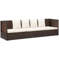 vidaXL Canapé-lit de jardin avec coussins Poly rotin brun