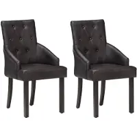 vidaXL Chaise de salle à manger 2 pcs. noir cuir de chèvre véritable