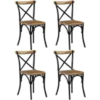 vidaXL Chaises de salle à manger 4 pcs. noir mangue massif