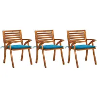vidaXL Chaises de jardin avec coussins 3 pcs. Bois massif acacia