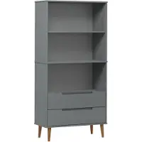 vidaXL Bibliothèque MOLDE Gris 85x35x170,5 cm Bois massif de pin