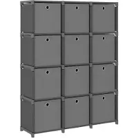 vidaXL Étagère à 12 cubes avec boîtes Gris 103x30x141 cm Tissu
