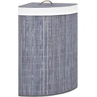 vidaXL Panier à linge d'angle Bambou Gris 60 L