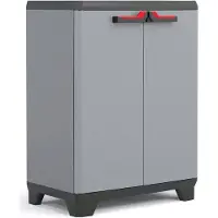 Keter Armoire de rangement basse Stilo grise et noire 90 cm, casier organisateur 434769