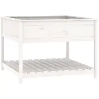 vidaXL Jardinière et étagère Blanc 111,5x111,5x81cm Bois massif de pin