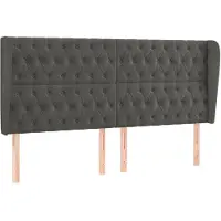 vidaXL Tête de lit avec oreilles gris foncé 203x23x118/128 cm velours