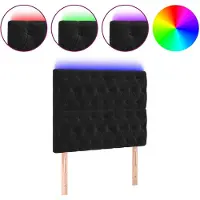 vidaXL LED Tête de lit noir 90x7x118/128 cm velours