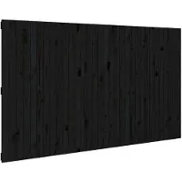 vidaXL Tête de lit murale noire 204x3x110 cm pin massif