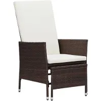vidaXL Chaise longue de jardin avec coussins Poly rotin brun