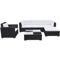 vidaXL Ensemble canapé de jardin 17 pièces poly rotin noir