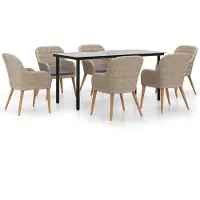 vidaXL Ensemble de jardin 7 pièces avec coussins Marron