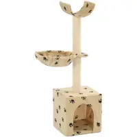 vidaXL Arbre à chat avec colonnes en sisal 105 cm Beige Impression pattes