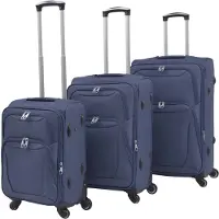 vidaXL Ensemble de 3 valises souples trolley bleu marine