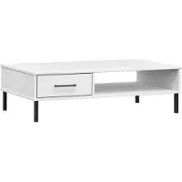 vidaXL Table basse OSLO avec pieds métalliques Blanc Pin massif