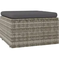 vidaXL Tabouret de jardin avec coussin Gris 55x55x30 cm Poly rotin