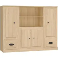 vidaXL Highboards 3 pcs. chêne Sonoma bois composite