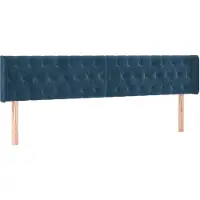 vidaXL Tête de lit avec oreilles bleu foncé 203x16x78/88 cm velours