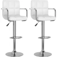 vidaXL Tabouret de bar 2 pcs. Blanc Similicuir