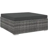 vidaXL Tabouret modulaire 1 pc + coussins Poly rotin gris