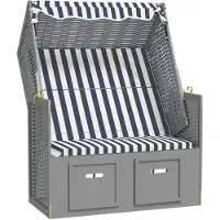 Natur24 Fauteuil-cabine de plage avec toit Poly rotin & bois massif