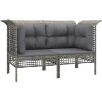 vidaXL Canapé d'angle de jardin avec coussins 2 pcs. Gris Poly Rattan