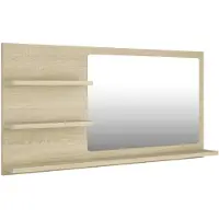 vidaXL Miroir de salle de bain "Friedensau" en panneau de particules, acrylique en chêne Sonoma. Dimensions (L/H/P) 90x45x10 cm
